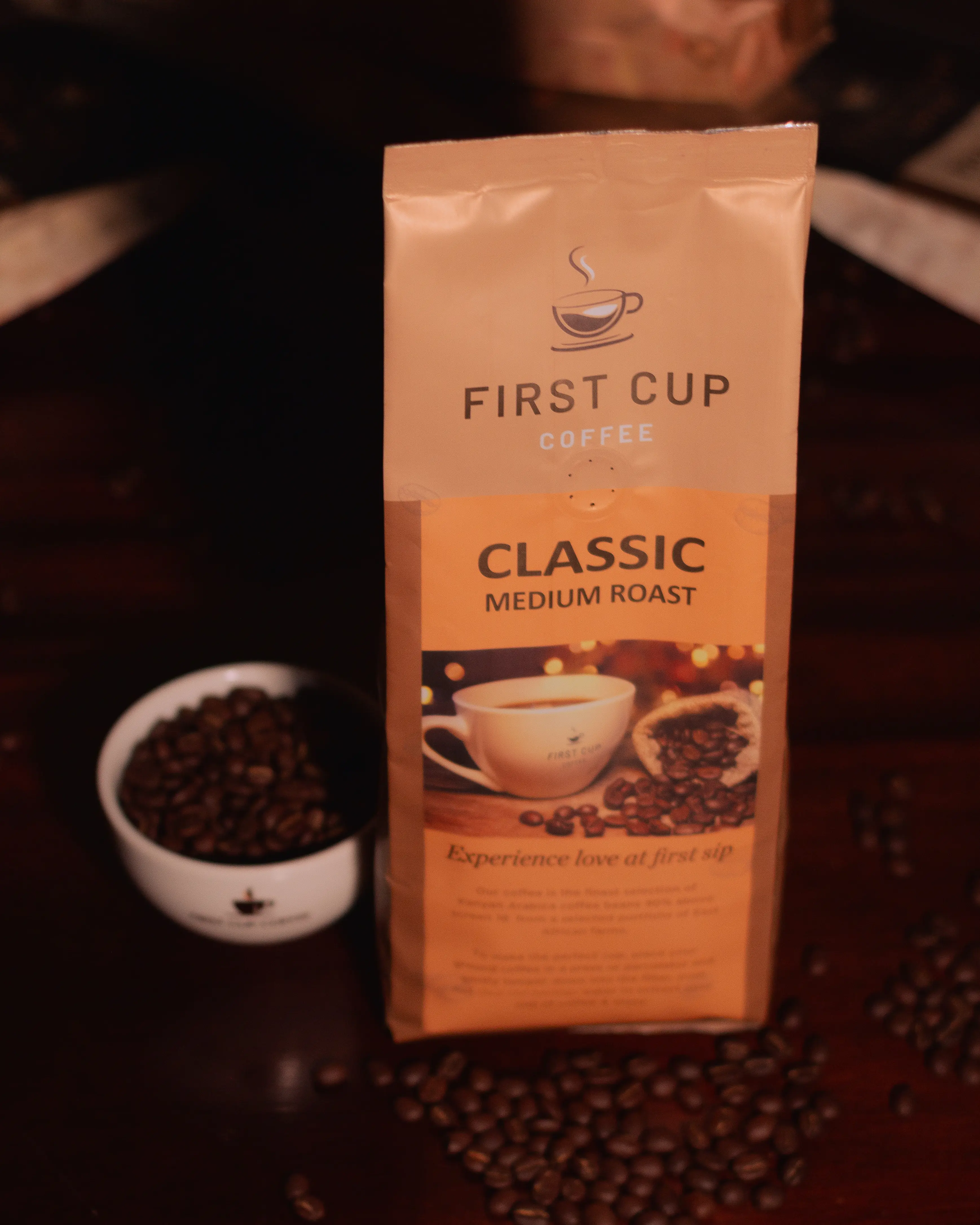 Freshly brewed espresso in a white cup